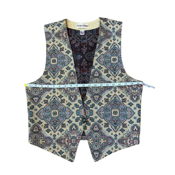 Gotcha Covered VTG Tapestry Vest Womens Sz Medium Kilim Western Whimsy 90s USA - Picture 6 of 8
